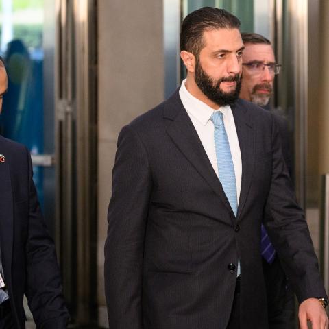 President of Syria Ahmed al-Shara arrives for the UN’s General Assembly on September 23, 2025, in New York City. (Getty Images) Share to Twitter