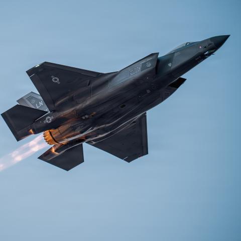 A US Air Force F-35 takes flight in the Middle East in support of Operation Epic Fury on March 2, 2026. (US Air Force)
