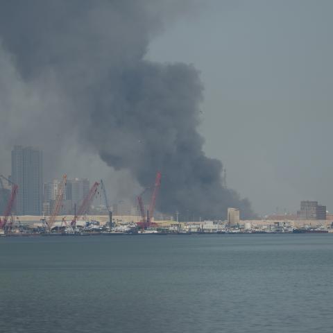Smoke rises after Iran carried out a missile strike on the headquarters of the US Navy’s 5th Fleet in Manama, Bahrain, on February 28, 2026. (Getty Images)