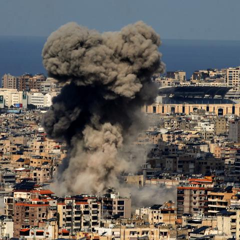 Black smoke billows from an Israeli air strike on an alleged pro-Iranian Hezbollah target in southern Beirut, on March 4, 2026. (Getty Images)