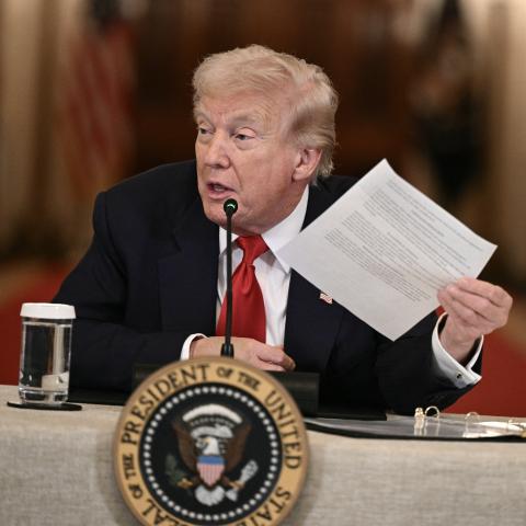 US President Donald Trump speaks during a roundtable in the East Room of the White House in Washington, DC, on March 6, 2026. (Getty Images)