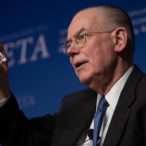 John Mearsheimer speaks during a panel organised by Foundation for Political, Economic and Social Research (SETA) Foundation in Washington, United States on February 21, 2019. (Photo by Yasin Ozturk/Anadolu Agency/Getty Images)