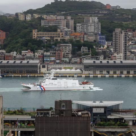 Taiwanese Coast Guard Administration (CGA) vessel Su'ao (CG612) sails at the Keelung Harbour in Keelung on December 30, 2025, amid Chinese military drills around Taiwan. China launched missiles and deployed dozens of fighter aircraft and navy vessels around Taiwan on December 30 for a second day of live-fire drills aimed at simulating a blockade of the self-ruled island's key ports and assaults on maritime targets. (Photo by CHENG Yu-chen / AFP via Getty Images)