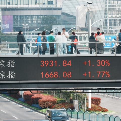  The closing point of the A-share Shanghai Composite Index displayed on the electronic screen of a pedestrian overpass in Shanghai, China on March 25, 2026. (Photo credit should read CFOTO/Future Publishing via Getty Images)