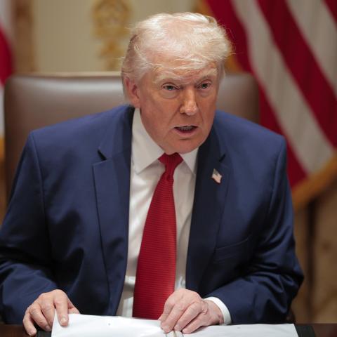 President Donald Trump speaks during a Cabinet meeting in the White House on March 26, 2026, in Washington, DC. (Getty Images)