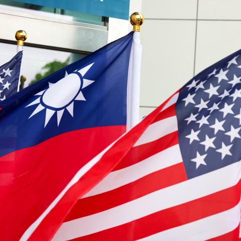 US and Taiwan flags fly outside the National Chung-Shan Institute of Science and Technology (NCSIST) in Taoyuan on March 30, 2026. (Photo by I-Hwa Cheng / AFP via Getty Images)