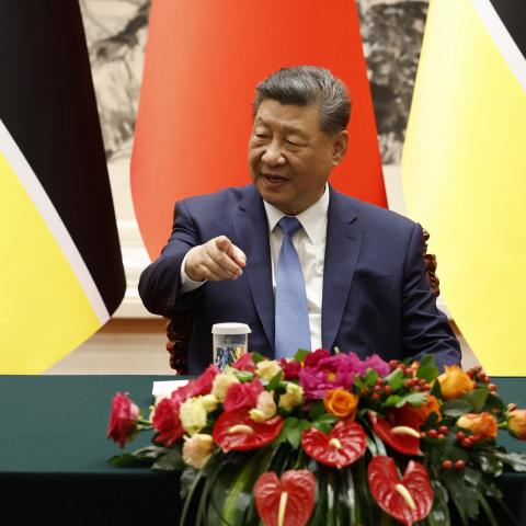 China's President Xi Jinping attends a signing ceremony with Mozambique's President Daniel Chapo at the Great Hall of the People on April 21, 2026 in Beijing, China. (Photo by Haruna Furuhashi - Pool/Getty Images)