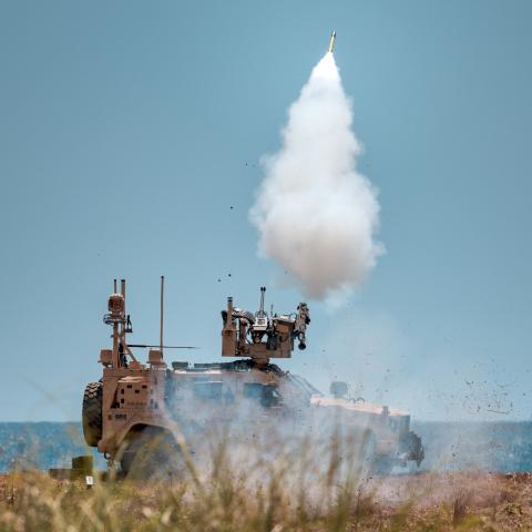  U.S. Marine Air Defense Integrated System (MADIS) fires at a drone during a live fire exercise as part of U.S.-Philippines joint military exercises at Naval Station Leovigildo Gantioqui on April 28, 2026 in San Antonio, Zambales province, Philippines. The annual Balikatan exercises, joint military drills between the Philippines and the United States involving thousands of troops across multiple training scenarios, unfold this year as tensions in the Middle East draw U.S. military attention, as Washington f