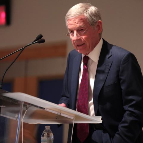 Harvey Mansfield speaking at the Art Museum at Arizona State University in Tempe, Arizona