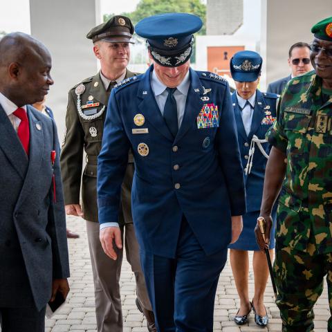 US and Nigerian officers enter the Office of the National Security Adviser in Abuja, Nigeria, on February 9, 2026. (US Army)