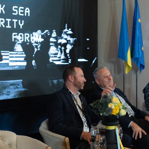 Caption Luke Coffey attends the International Black Sea Security Forum 2024 in Odesa, Ukraine, on June 14, 2024. (Getty Images)