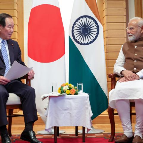 India’s Prime Minister Narendra Modi meets with Speaker of the House of Representatives of Japan Fukushiro Nukaga in Tokyo on August 29, 2025. (Getty Images)