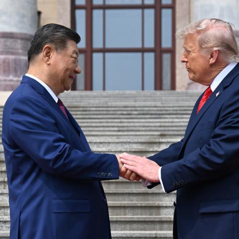 resident Donald Trump shakes hands with China's President Xi Jinping at the Great Hall of the People in Beijing on May 14, 2026. (Getty Images)