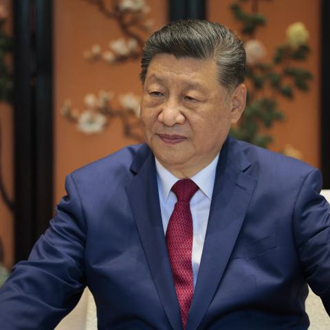 China's President Xi Jinping looks on during a meeting with US President Donald Trump on the sidelines of their visit to Zhongnanhai Garden in Beijing on May 15, 2026. (Getty Images)
