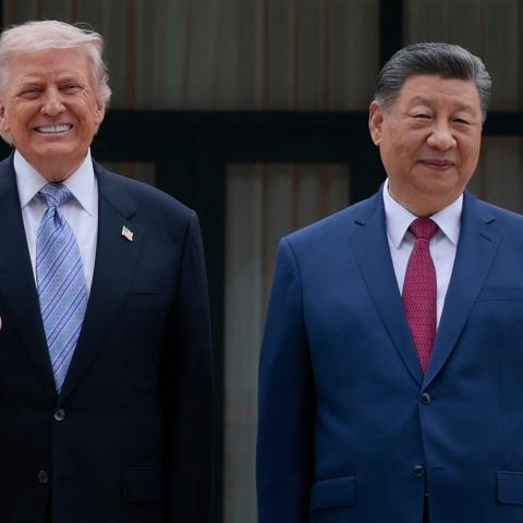 President Donald Trump poses for photos with Xi Jinping during a visit to Zhongnanhai Garden in Beijing on May 15, 2026. (Getty Images)