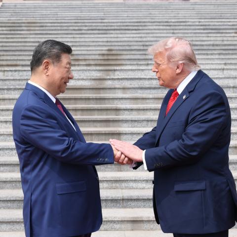 Chinese President Xi Jinping holds a welcome ceremony for President Donald Trump in Beijing, China, on May 14, 2026. (Getty Images)