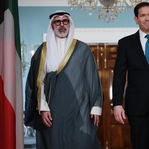 Secretary of State Marco Rubio walks with Kuwaiti Foreign Minister Sheikh Jarrah Jaber Al-Ahmad Al-Sabah at the State Department on June 4, 2026, in Washington, DC. (Getty Images)