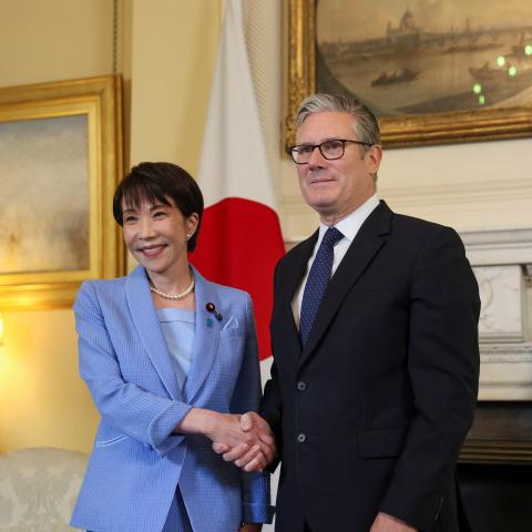 Britain's Prime Minister Keir Starmer meets with Japan's Prime Minister Sanae Takaichi inside Downing Street on June 14, 2026, in London, England. (Getty Images)