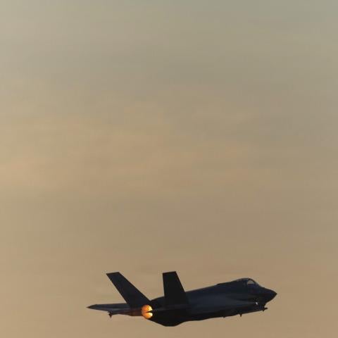 A U.S. Marine Corps F-35C Lightning II takes flight, at an undisclosed location in the Middle East, in support of Operation Epic Fury, May 28, 2026. The squadron maintains combat readiness to support flight operations throughout the U.S. Central Command area of responsibility. (U.S. Marine Corps photo by Sgt. Joealfred Damaso)