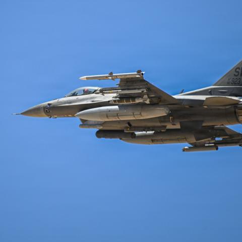 A U.S. Air Force F-16 Fighting Falcon aircraft takes off from a base in the U.S. Central Command area of responsibility June 18, 2026. (U.S. Air Force photo by Staff Sgt. Justin W. Moore)