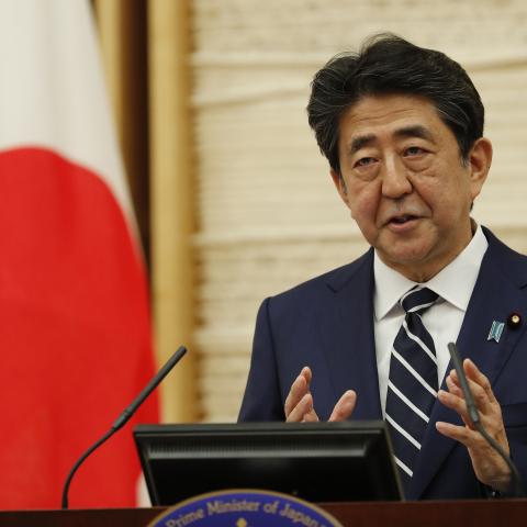 Former Japanese Prime Minister Shinzo Abe speaks at a news conference on May 25, 2020, in Tokyo, Japan. (Getty Images)