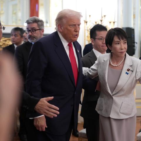 President Donald Trump and Japanese Prime Minister Sanae Takaichi on October 28, 2025, in Tokyo, Japan. (Getty Images)