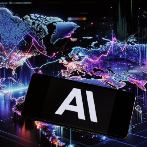 Anthropic logo is shown on a mobile phone screen against an illustration of world map as DeepSeek introduces new model of its start-up and proofs again that it is a strong global competitor in artificial infelligence technology - May 4, 2026. (Photo by Dominika Zarzycka/NurPhoto via Getty Images)