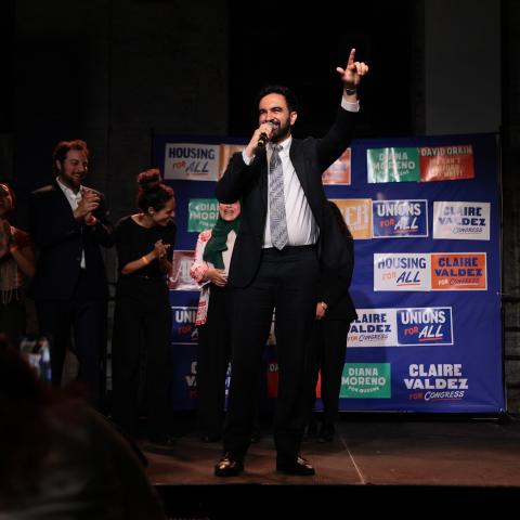 New York City Mayor Zohran Mamdani speaks during a primary-night watch party on June 23, 2026, in Brooklyn, New York City. (Getty Images)