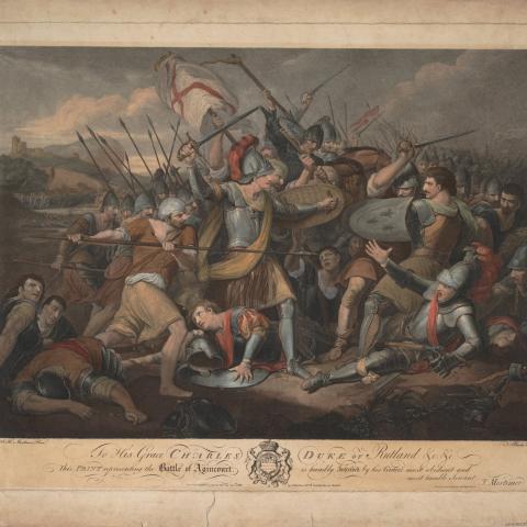 The Battle of Agincourt on October 25, 1415, painted by Thomas Burke (Getty Images)