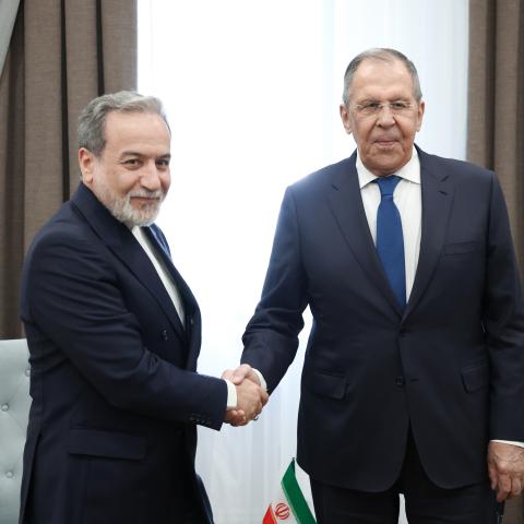 Russian Foreign Minister Sergey Lavrov meets with Iranian counterpart Abbas Araghchi in Cholpon-Ata, Kyrgyzstan, on July 24, 2026. (Getty Images)