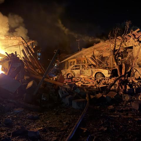The aftermath of a Russian strike in Zaporizhzhia, Ukraine, on August 11, 2026. (Getty Images)