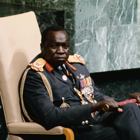Idi Amin sits at the United Nations in New York City on October 1, 1975. (Getty Images)