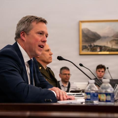 Secretary of the Army Hon. Dan Driscoll testifies on a panel in front of the House Committee on Appropriations at the U.S. Capitol in Washington, D.C., April 16, 2026. Driscoll testified on the importance of investing in modern capabilities to ensure the U.S. Army remains the world's dominant land fighting force. (U.S. Army photo by Sgt. Aaron Troutman) Read less