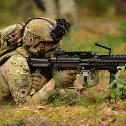 A U.S. Soldier assigned to Ghost Troop, 2nd Squadron, 2nd Cavalry Regiment, fires on a target during a squad training exercise at the 7th Army Training Command’s Grafenwoehr Training Area, Germany, Sept. 9, 2026. The 2nd Cavalry Regiment provides V Corps, America’s forward-deployed corps, with combat-credible forces capable of rapid deployment throughout the European theater to defend the NATO alliance. (U.S. Army photo by Kevin Sterling Payne)