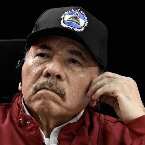 Nicaragua's President Daniel Ortega looks on during the opening session a summit in Caracas on December 14, 2024. (Getty Images)