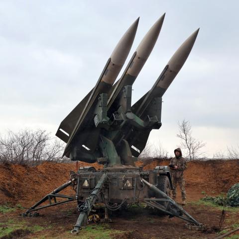 A serviceman of the 208th Kherson Anti-Aircraft Missile Brigade, which performs air defense missions in the southern direction, stands on combat duty near a launcher of the MIM-23 Hawk surface-to-air missile system, Mykolaiv region, Ukraine, on March 30, 2026 (Photo by Nina Liashonok/Ukrinform) (Photo credit should read Nina Liashonok/ Ukrinform/Future Publishing via Getty Images)