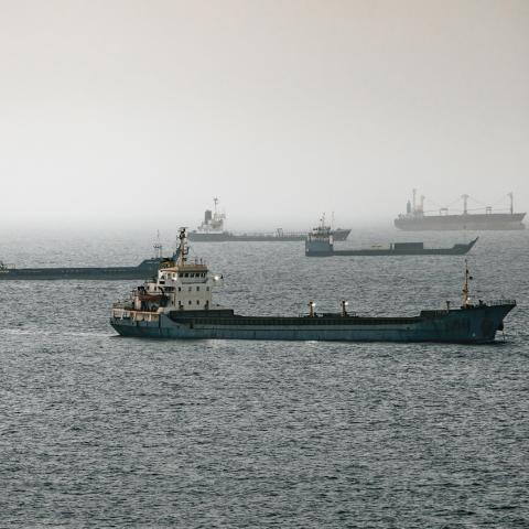 Crude oil tankers, bulk carriers, and vessels sit anchored around Qaboos Port on June 22, 2026 in Muscat, Oman. (Getty Images)