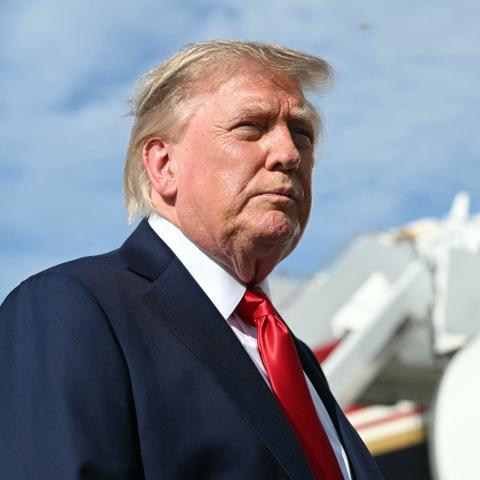 President Donald Trump speaks to reporters before boarding Air Force One at Joint Base Andrews, Maryland, on August 21, 2026. (Getty Images)