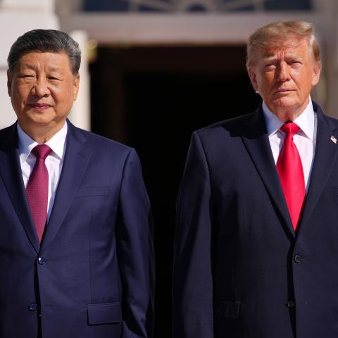 US President Donald Trump greets President of China Xi Jinping as he arrives to the South Portico of the White House on September 25, 2026, in Washington, DC. (Getty Images)
