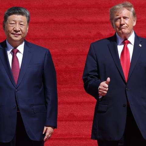 US President Donald Trump and Chinese President Xi Jinping arrive for a tour of the National Archives Museum on September 25, 2026, in Washington, DC. (Getty Images)