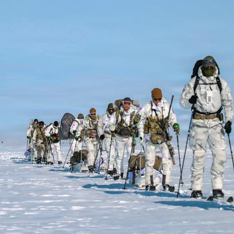 Green Berets assigned to the 10th Special Forces Group (Airborne) offload from an LC-130H “Skibird” operated by the 109th Airlift Wing of the New York National Guard on Aug. 18, 2026, at Camp Raven, Greenland, as part of Operation Apex Indigo. U.S. Special Operations Command North operates in Greenland alongside Danish counterparts to evaluate basic survival, search and rescue, cold-weather mobility, and communications infrastructure operations in the harshest environment on Earth, ensuring U.S. SOF capabil