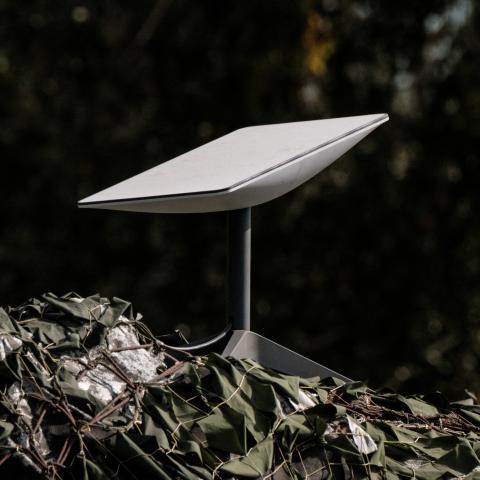 An antenna of the Starlink satellite-based broadband system donated by the US tech billionaire Elon Musk in Izyum, Ukraine, on September 25, 2022. (Photo by YASUYOSHI CHIBA / AFP via Getty Images)