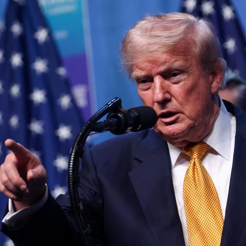 President Donald Trump speaks at a press conference during the 2026 NATO Ankara Summit in Ankara, Turkiye, on July 8, 2026. (Getty Images)