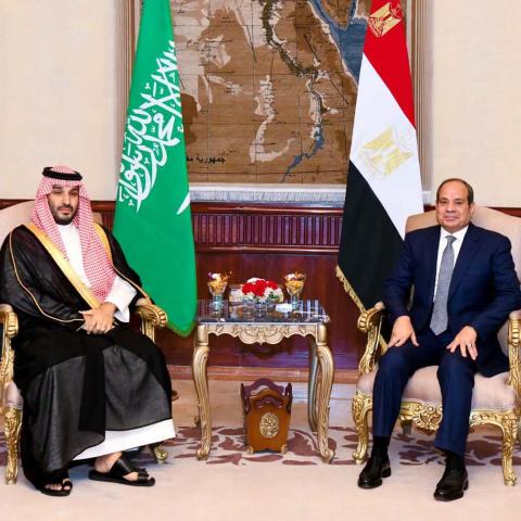 Egyptian President Abdel Fattah el-Sisi meets with Saudi Crown Prince Mohammed bin Salman in Cairo, Egypt, on September 15, 2026. (Getty Images)