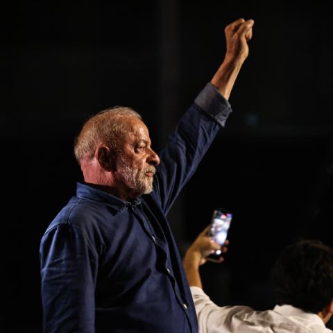 Presidential candidate and incumbent president Luiz Inacio Lula da Silva of Brazil celebrates after the results of the general election day on October 25, 2026, in Sao Paulo, Brazil. (Getty Images)