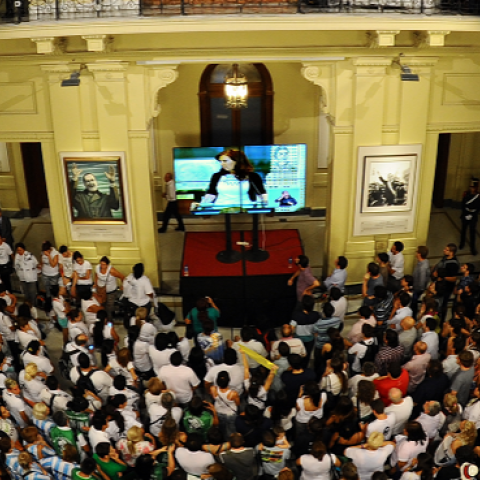 Cristina Fernandez de Kirchner at the Casa Rosada Presidential Palace, Buenos Aires, February 12, 2014 (Daniel Garcia/AFP/Getty Images)
