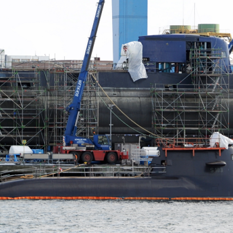 Newly Completed Israeli Submarine INS Rahav, ThyssenKrupp Shipyard, Kiel, Germany, April 25, 2013 (Carsten Rehder/AFP/Getty Images)