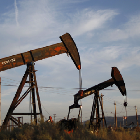 Pump jacks and wells are seen in an oil field on the Monterey Shale formation, March 23, 2014 near McKittrick, California(David McNew/Getty Images)