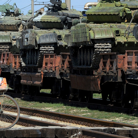 Russian Tanks Arriving Near Simferopol, March 31, 2014 (Olga Maltseva/AFP/Getty Images)