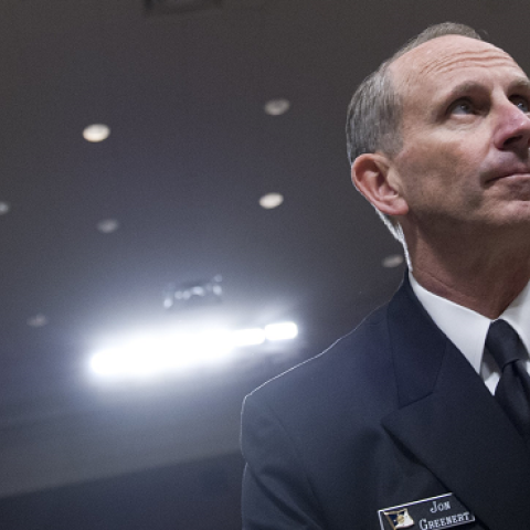 Chief of Naval Operations Admiral Jonathan Greenert during a Senate Armed Services Committee hearing on Capitol Hill in Washington, DC, November 7, 2013.(SAUL LOEB/AFP/Getty Images)